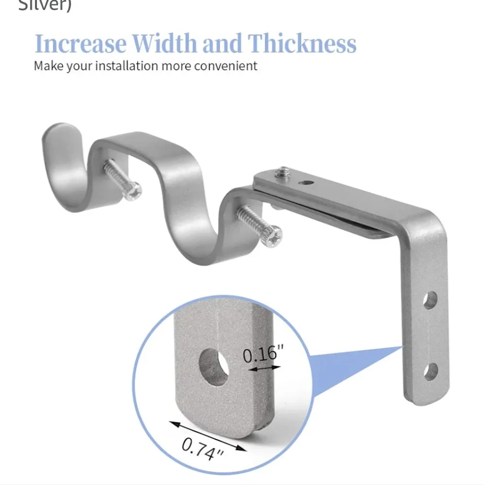 Anndason Heavy Duty Double Adjustable Curtain Rod Brackets